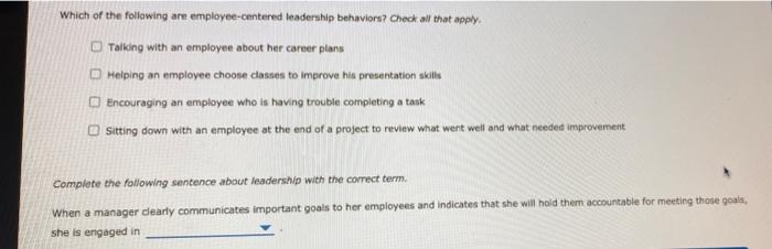 complete all parts Which of the following are