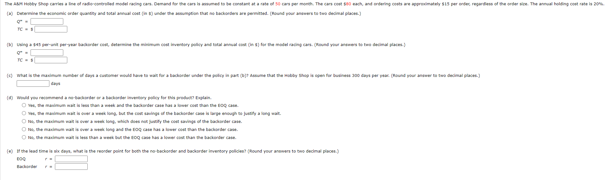 The A&M Hobby Shop carries a line of