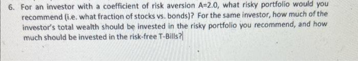 6. For an investor with a coefficient of risk