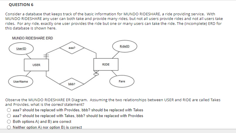 TRUE OR FALSE Consider a database that keeps