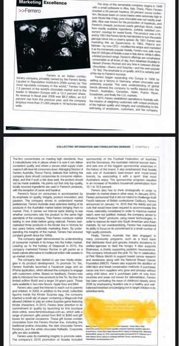 Please read Ferrero Case study and answer the