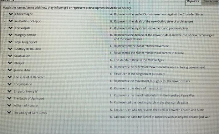 10 points Save Answer V Satatalin Match the