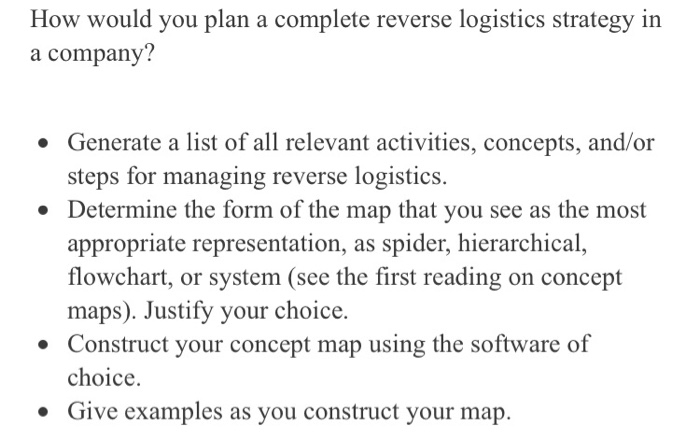 How would you plan a complete reverse logistics