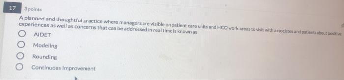 17 3 points A planned and thoughtful practice