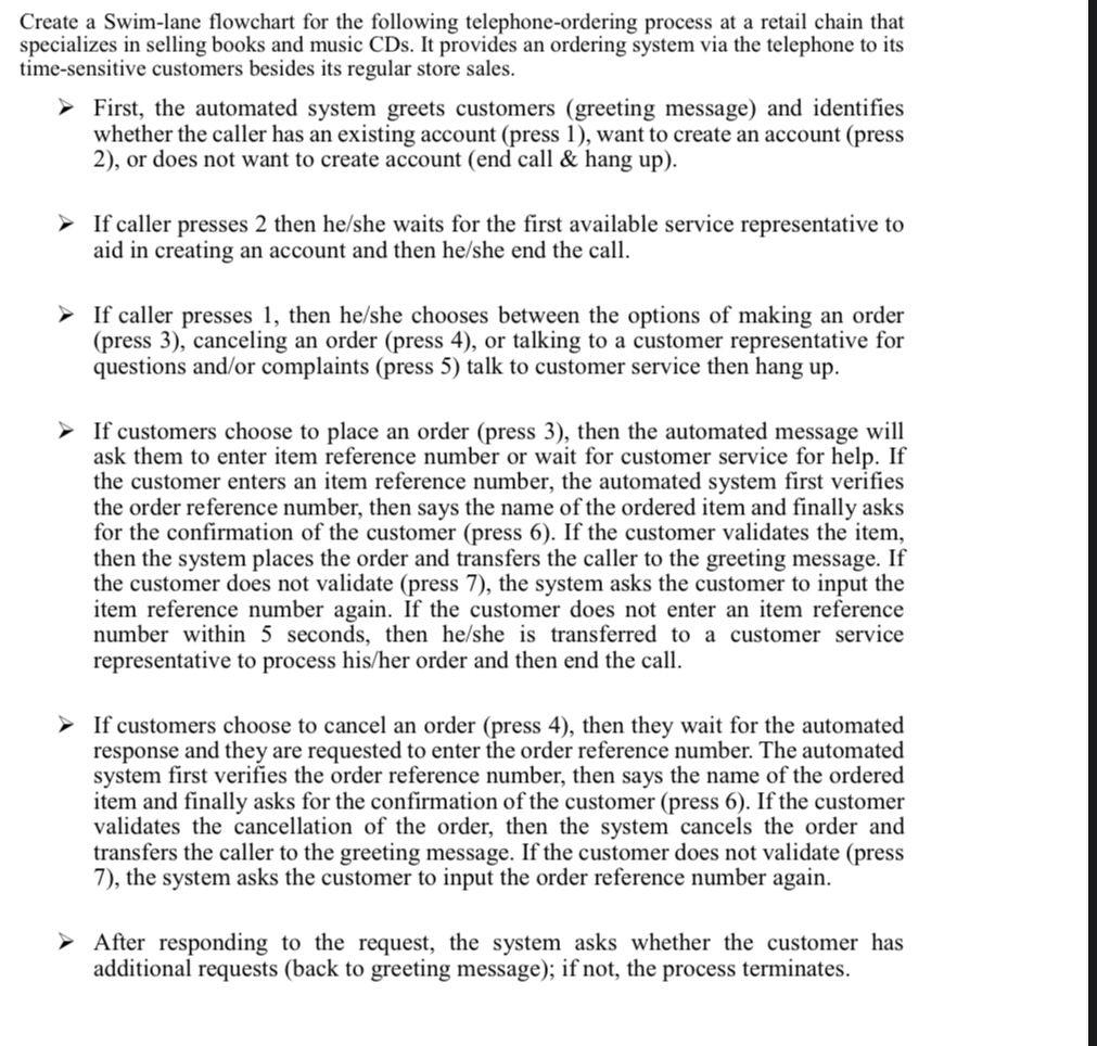 I am required to develop a swim-lane flowchart
