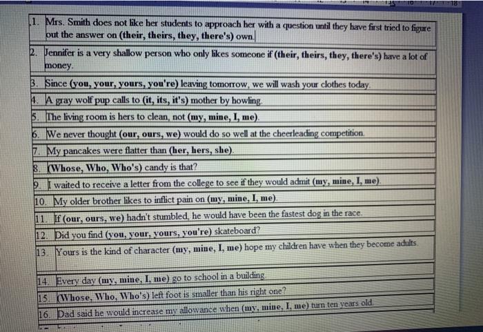 1. Mrs. Smith does not like her students to