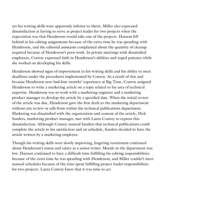 discuss the termination decision yet his writing