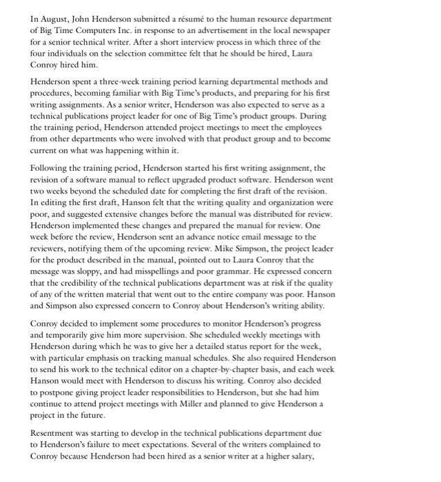 discuss the termination decision yet his writing