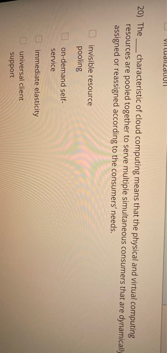 Villudll.dllo 20) The characteristic of cloud