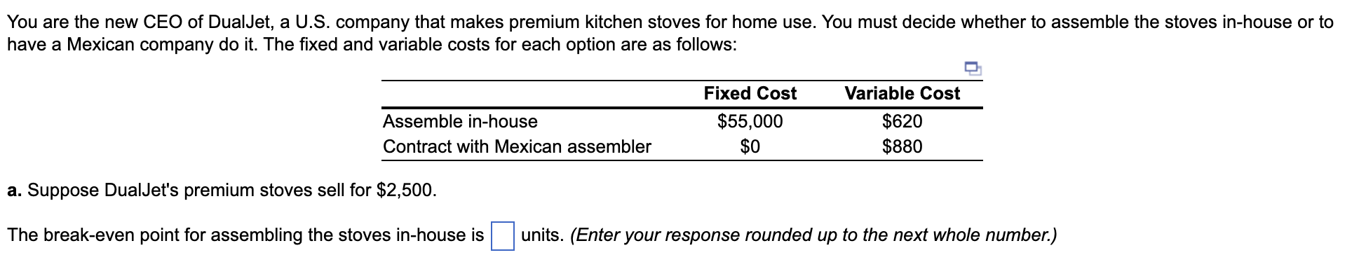 You are the new CEO of DualJet, a U.S. company