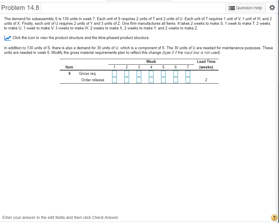 Problem 14.8 A Question Help O The demand for