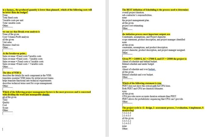 MCQ QUSTIONS in a factory, the produced quantity