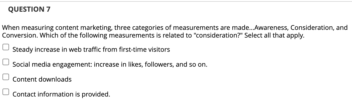 When measuring content marketing, three