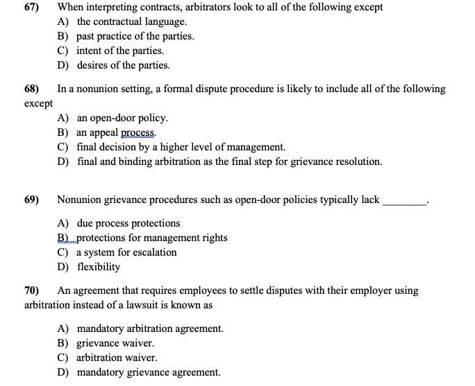 67) When interpreting contracts, arbitrators look