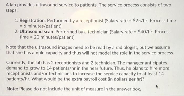 A lab provides ultrasound service to patients.