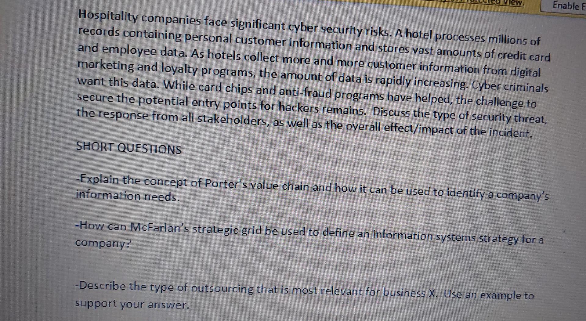 LEW Enable E Hospitality companies face