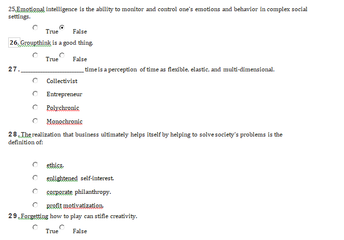 25.Emotional intelligence is the ability to