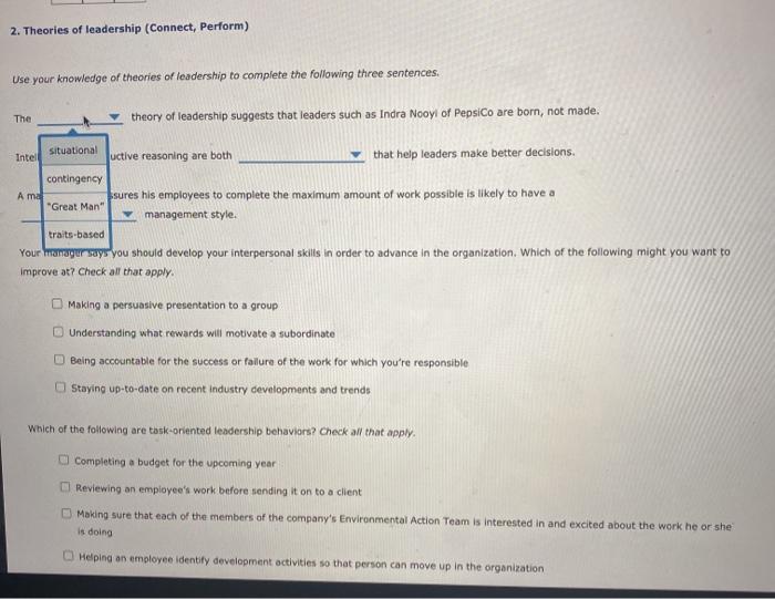 2. Theories of leadership (Connect, Perform) Use