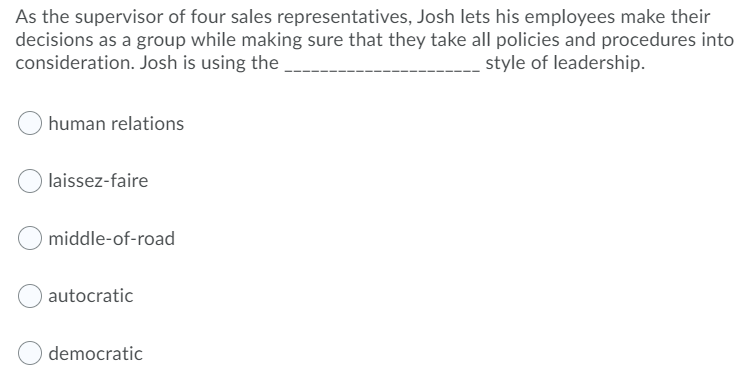 As the supervisor of four sales representatives,
