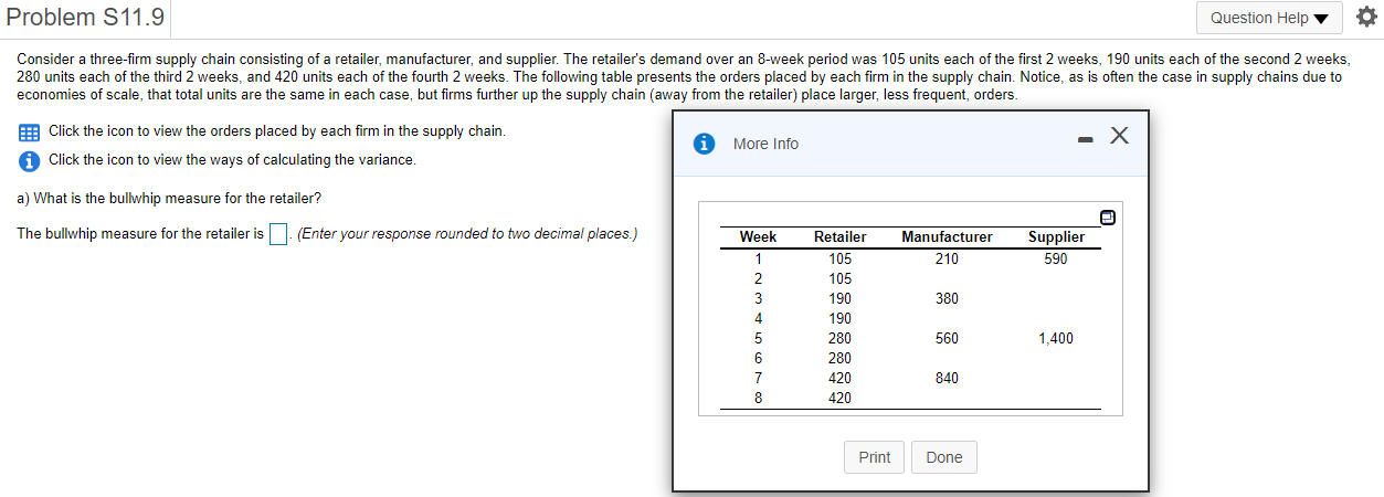 Problem S11.9 Question Help Consider a three-firm