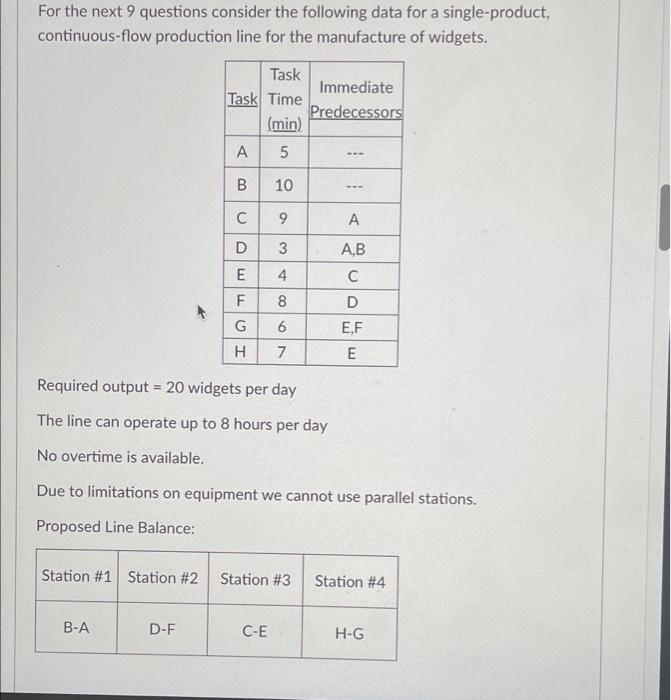 For the next 9 questions consider the following