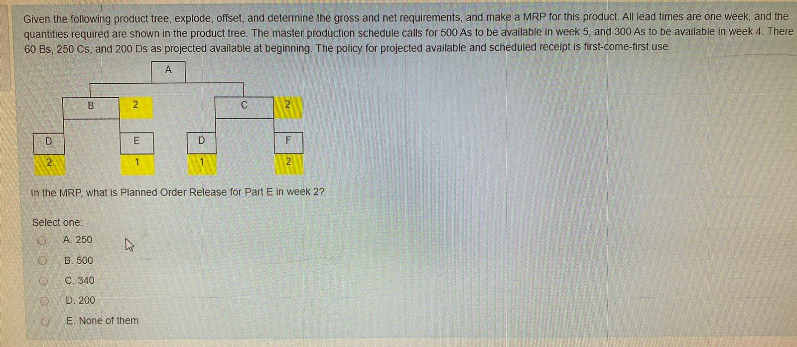 Given the following product tree, explode,