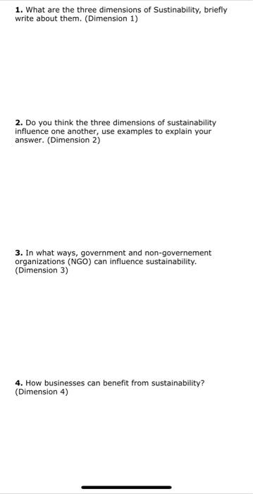 1. What are the three dimensions of