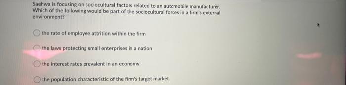 Saehwa is focusing on sociocultural factors