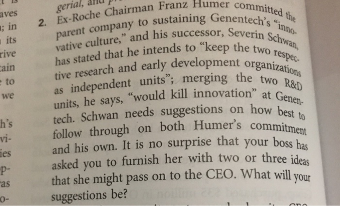 gerial, rive cain ; in 2. Ex-Roche Chairman Franz