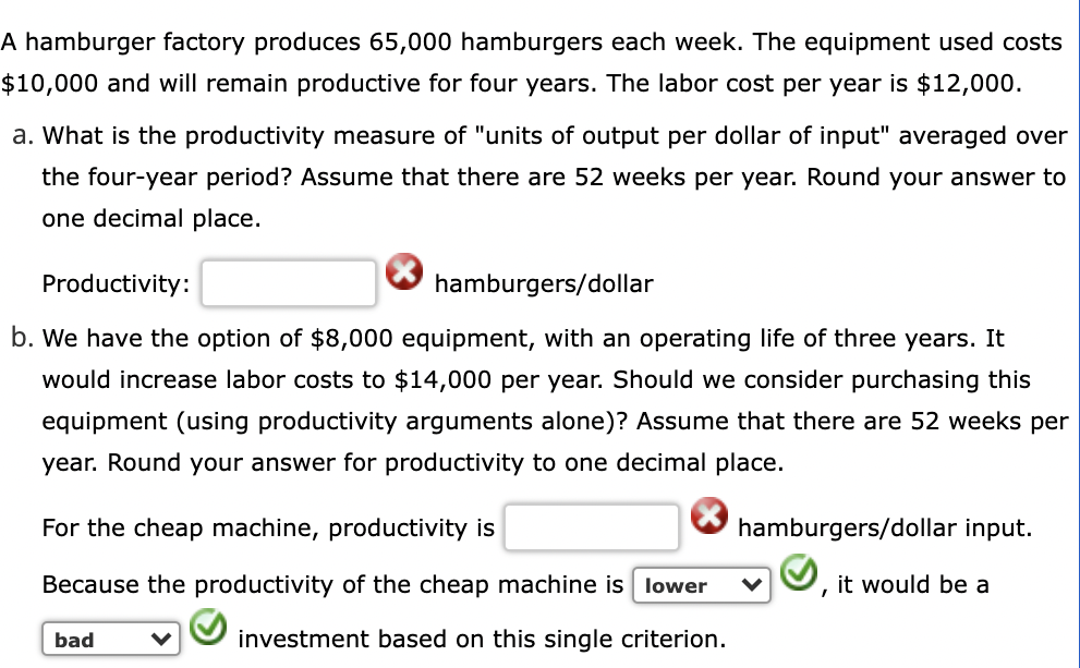 A hamburger factory produces 65,000 hamburgers