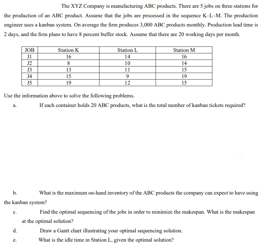 hand solution please The XYZ Company is