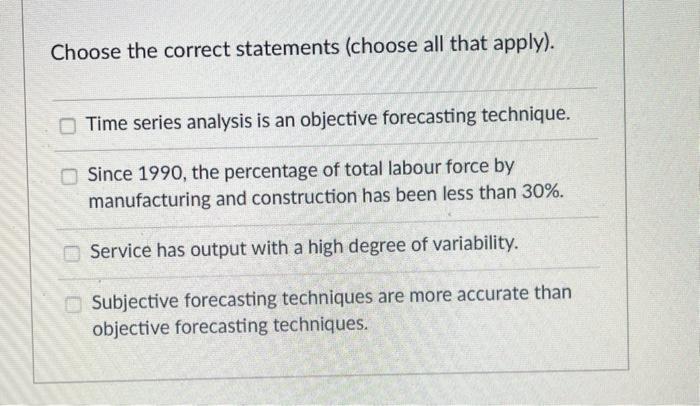Choose the correct statements (choose all that