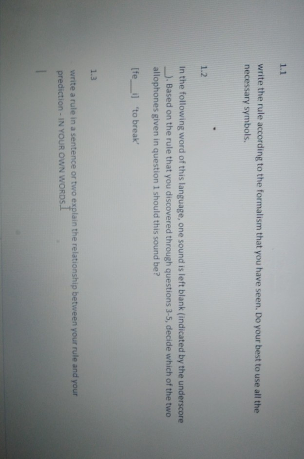 1.1 write the rule according to the formalism