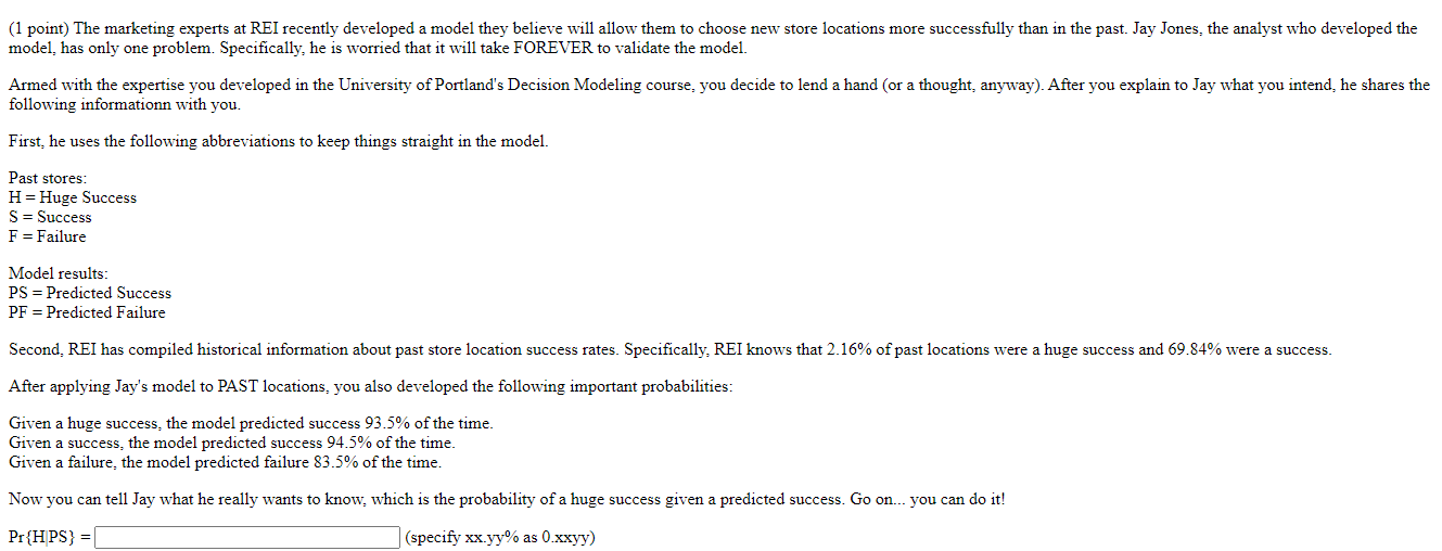 (1 point) The marketing experts at REI recently