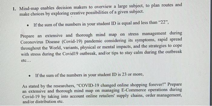 1. Mind-map enables decision makers to overview a