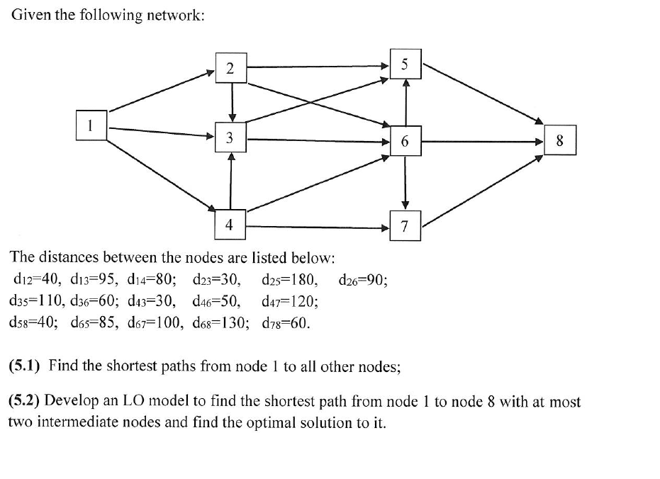 Given the following network: 2 5 1 3 6 8 4 7 The