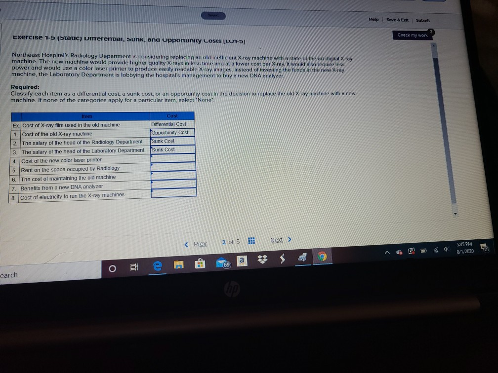 Help Save & Exh Submit Check my work Exercise 1-5