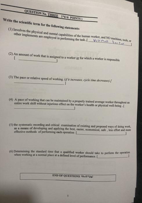 QUESTION NO. THREE 106-6 POINTS Write the