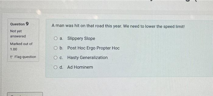 Question 9 A man was hit on that road this year.