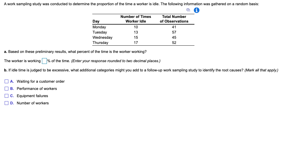 A work sampling study was conducted to determine