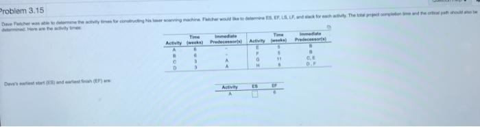 Problem 3.15 Dave her was the corriso machine