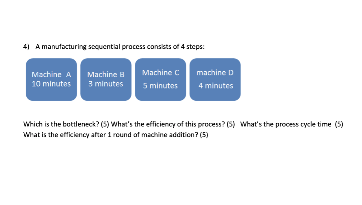 4) A manufacturing sequential process consists of