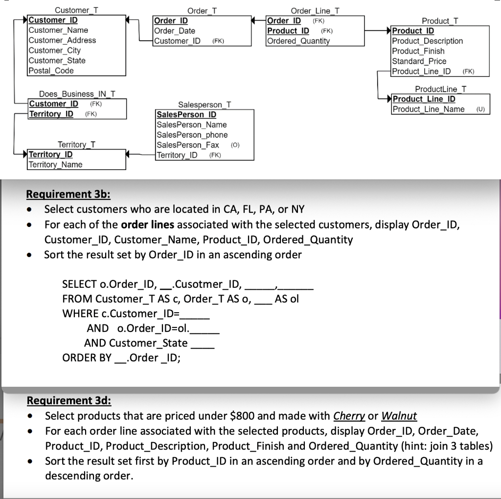 Please write SQL statements for part C and D