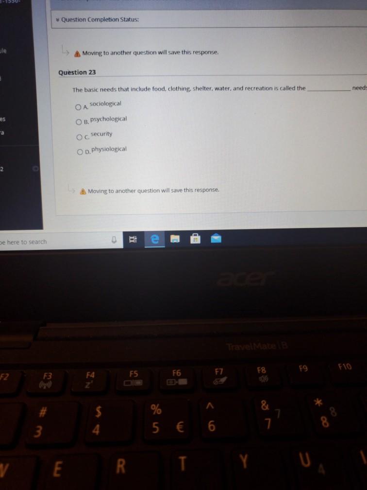 Question Completion Status: A Moving to another