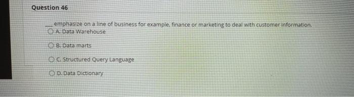 Question 36 An Entity relationship diagram