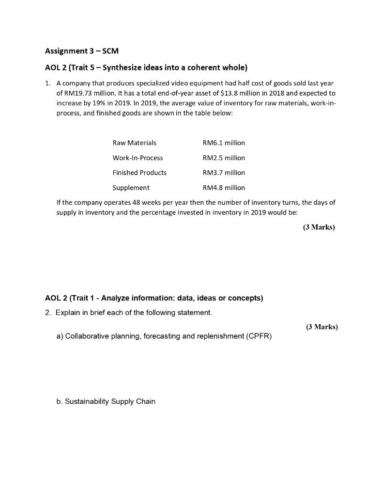 Assignment 3 - SCM AOL 2 (Trait 5 - Synthesize