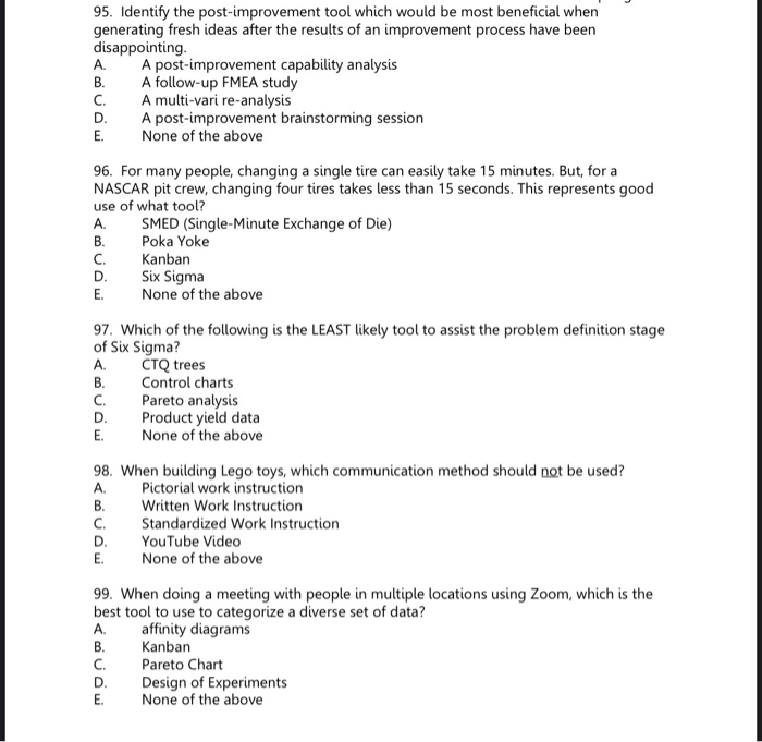 95. Identify the post-improvement tool which