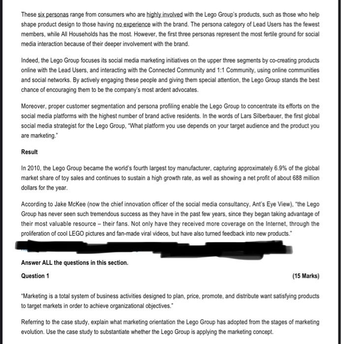 CASE STUDY [30 Marks] Case Study: Lego's Market