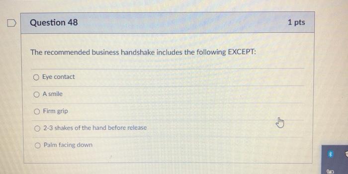 Question 48 1 pts The recommended business