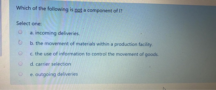 Which of the following is not a component of I?